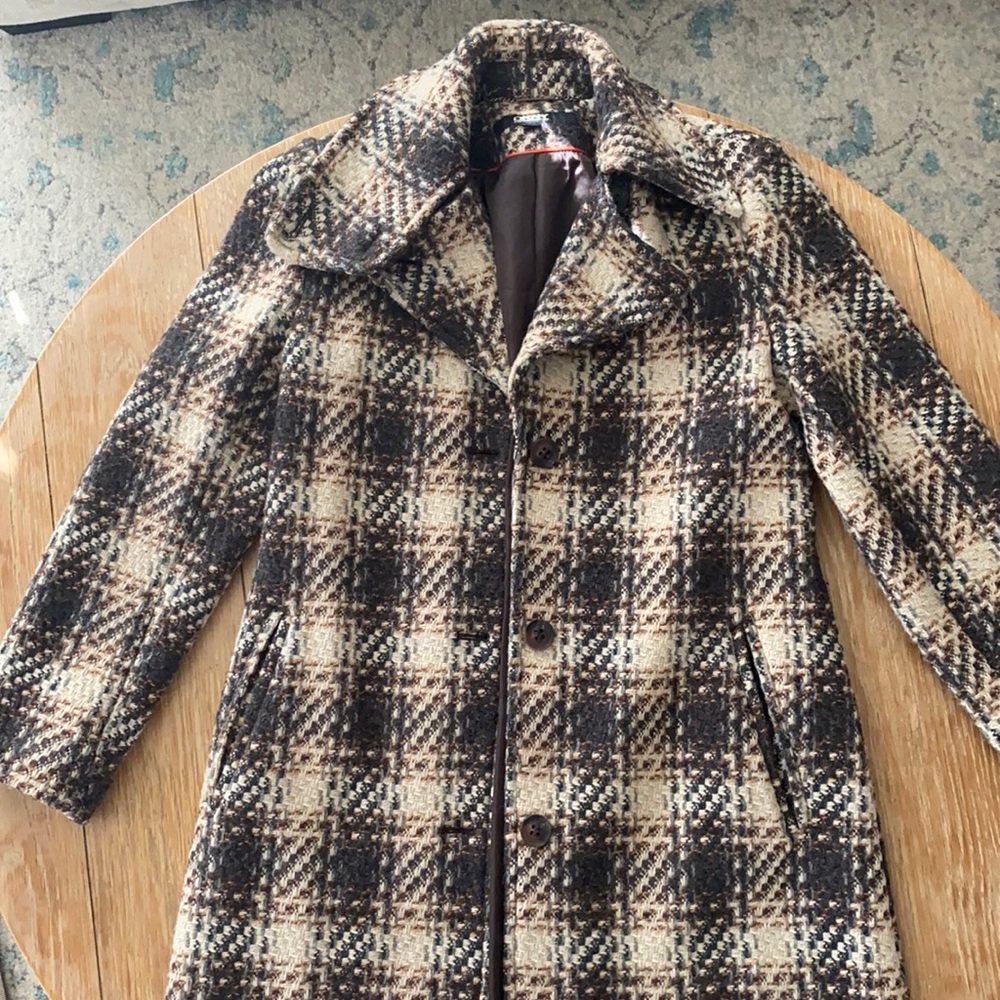 DKNY coat plaid long jacket sz 4